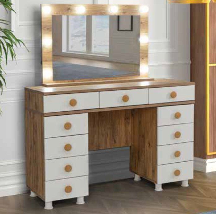 KDL Çam - Krem Işıklı Makyaj Masası