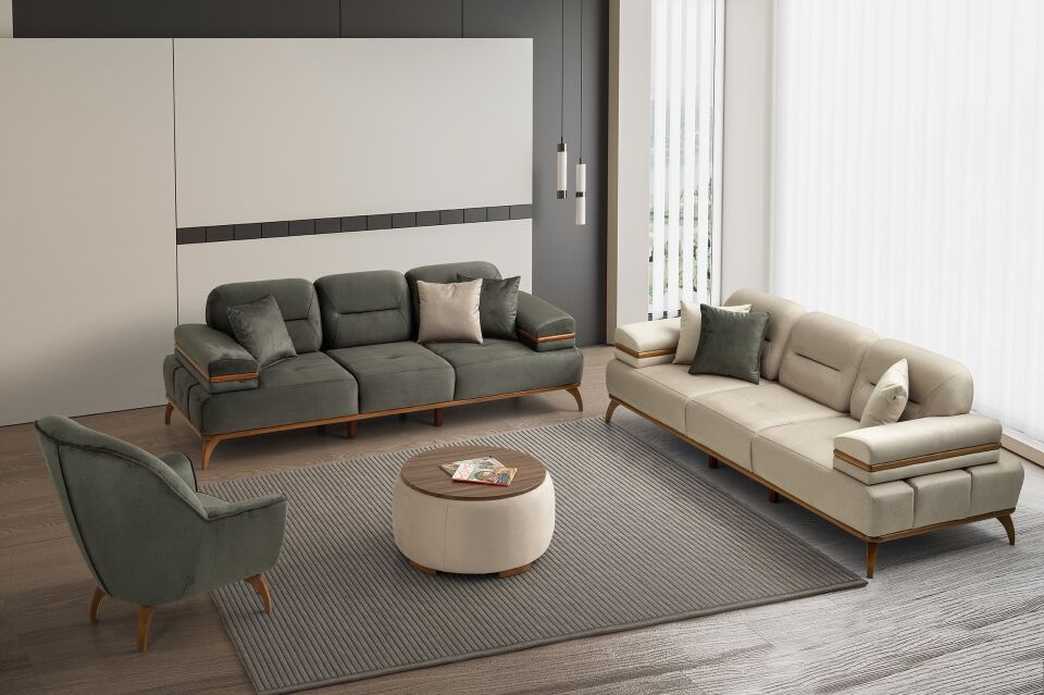 İnci Ahşap Ayaklı Berjer