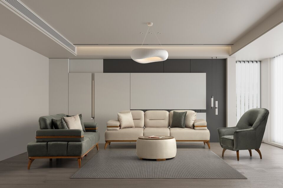 İnci Ahşap Ayaklı Berjer