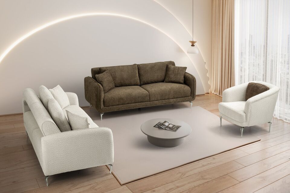 Mona Demir Ayaklı 3+3+1 Koltuk Takımı