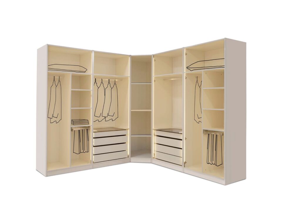 Şehzade Aytaşı Aynalı 9 Kapılı Platin Köşe Dolap