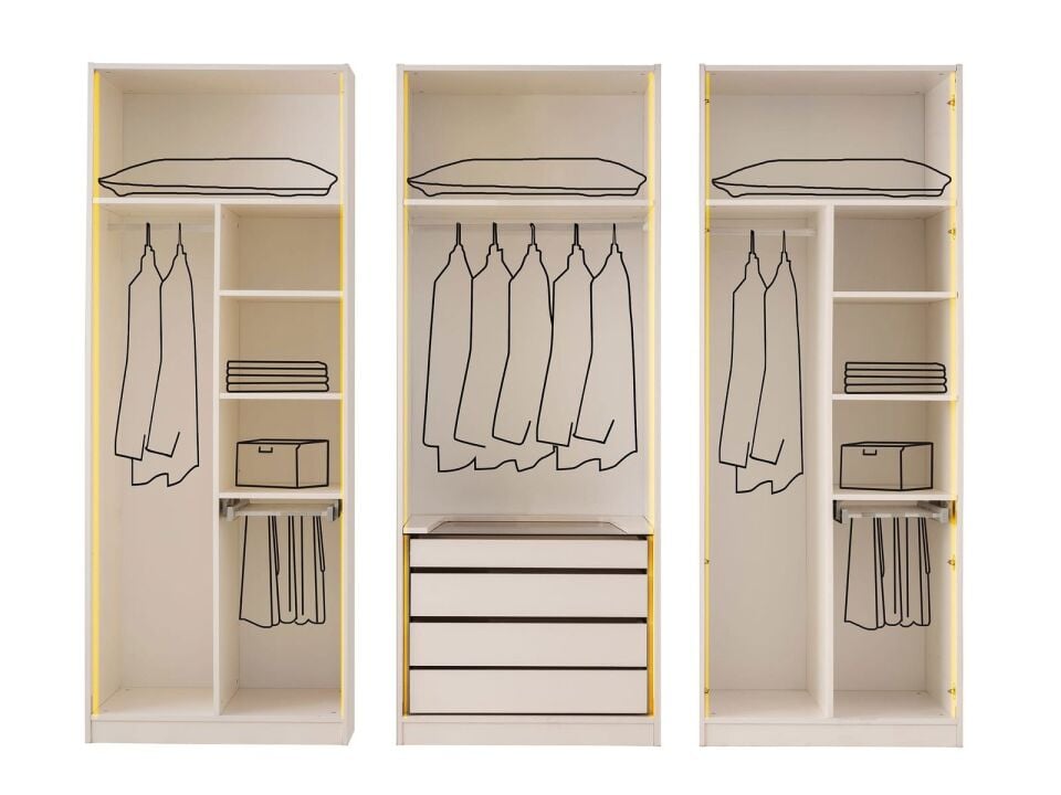 Şehzade Aytaşı Aynalı 9 Kapılı Platin Köşe Dolap