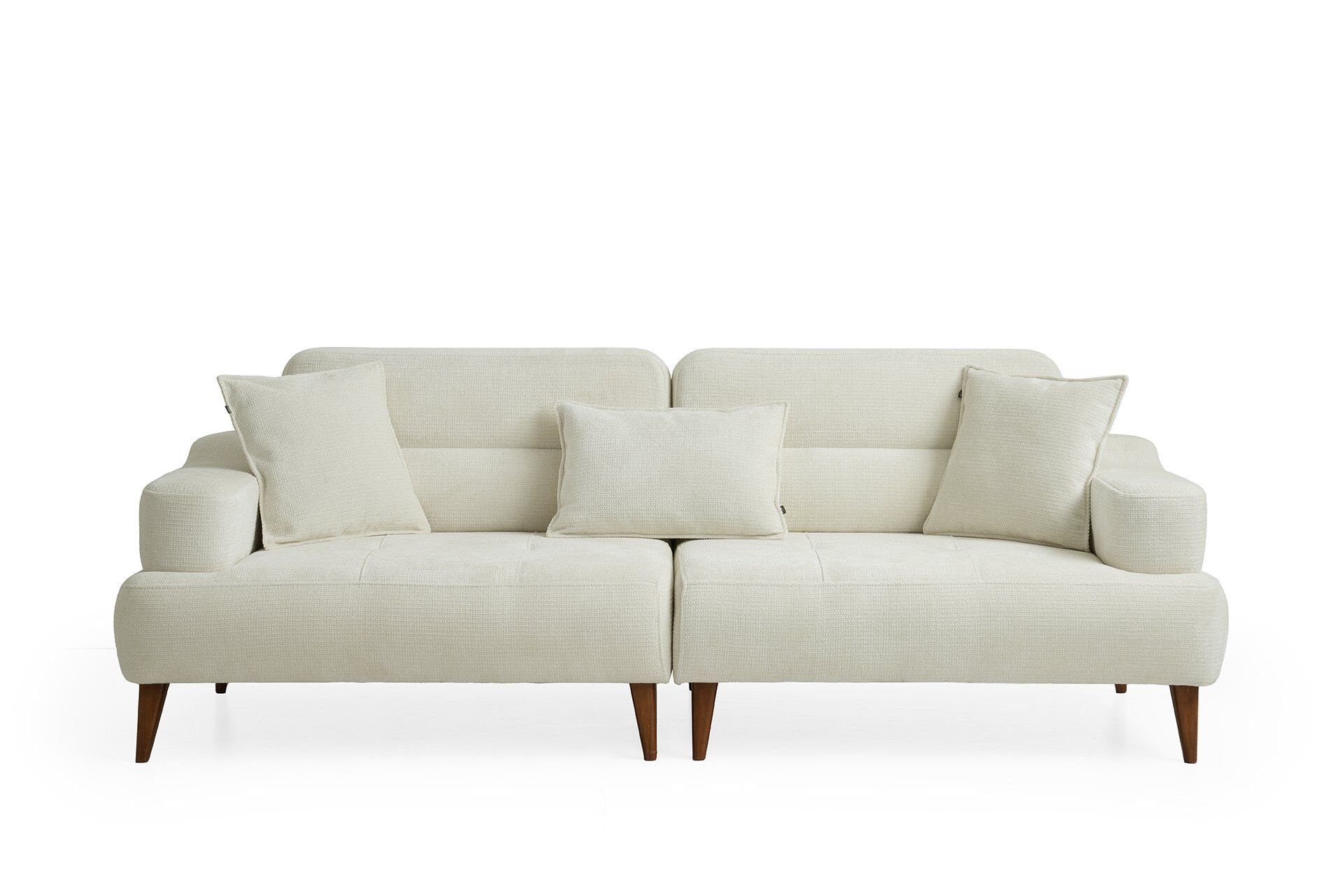 Neo Ahşap Ayaklı Beyaz 3 lü Kanepe