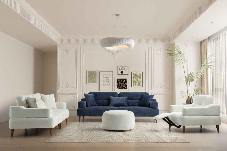 Neo Ahşap Ayaklı Beyaz Berjer