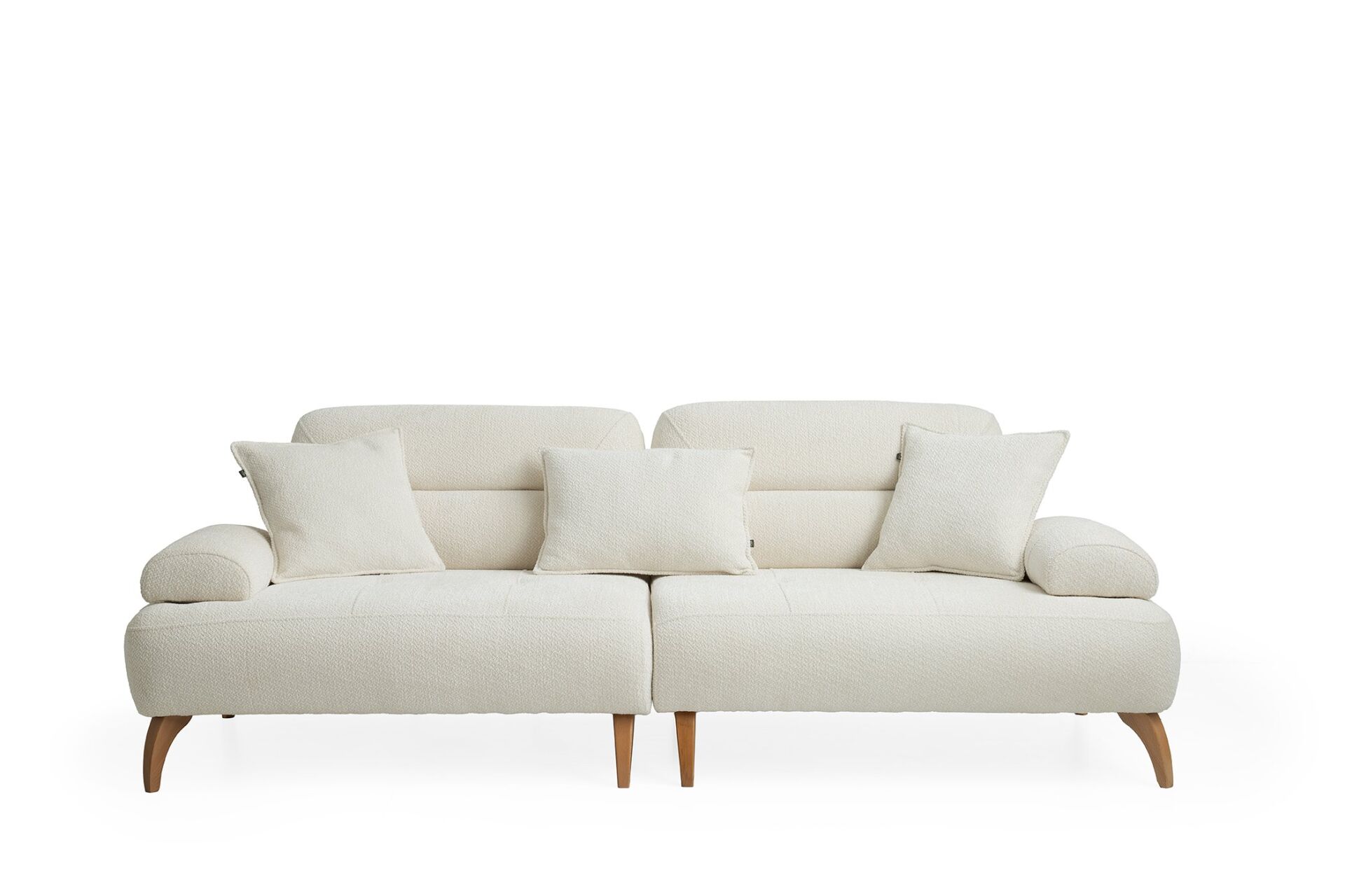 Riva Ahşap Ayaklı 3 lü Beyaz Kanepe