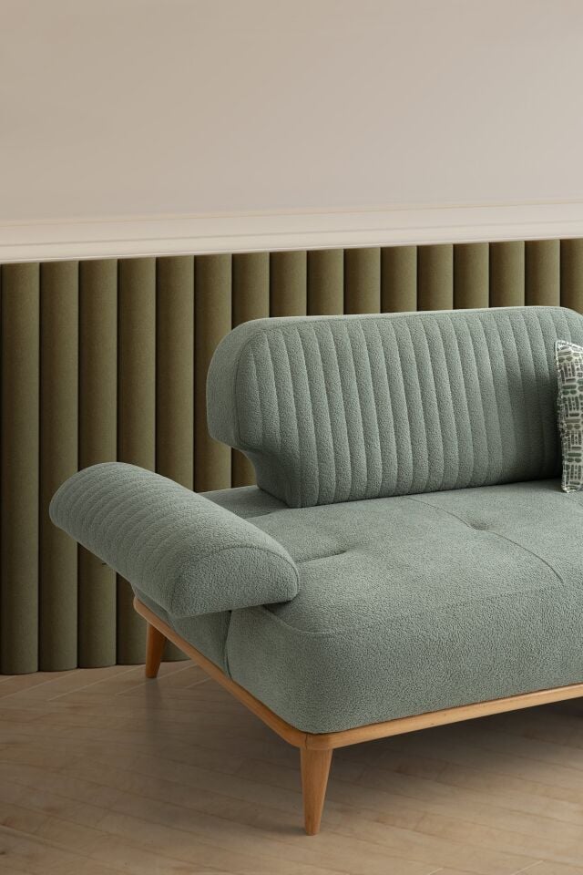 Tera Ahşap Ayaklı 3 lü Kanepe