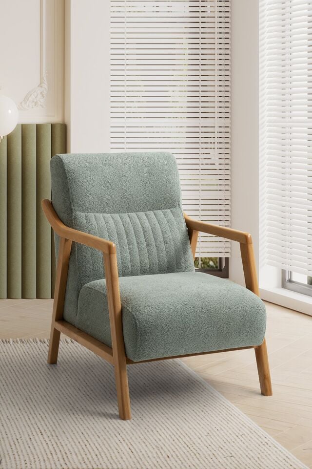 Tera Ahşap Kollu  Ayaklı Berjer