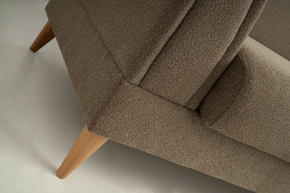 Gürün Ahşap Ayaklı Kahverengi 3 lü Kanepe