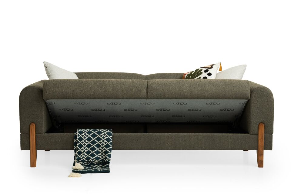 Zara Ahşap Ayaklı Yeşil 3 lü Kanepe
