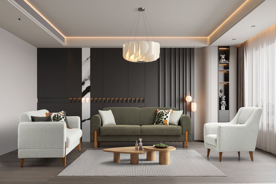 Zara Ahşap Ayaklı Beyaz Berjer