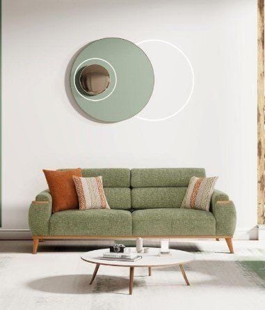 Efes Ahşap Ayaklı 3 lü Kanepe