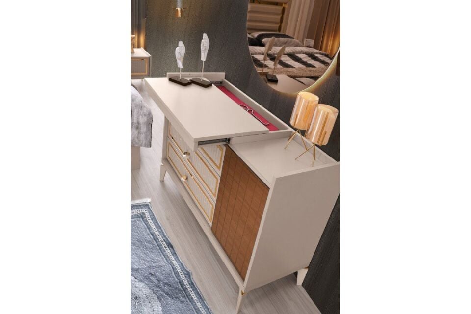 Şehzade KumBeji 1 Kapılı 4 Çekmeceli Aynalı Marmaris Şifonyer