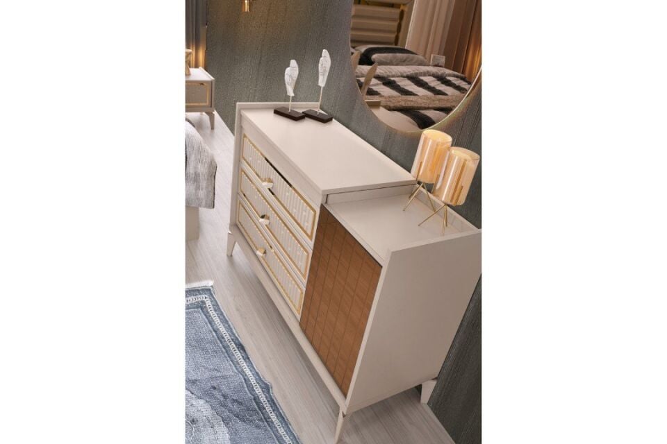 Şehzade KumBeji 1 Kapılı 4 Çekmeceli Aynalı Marmaris Şifonyer