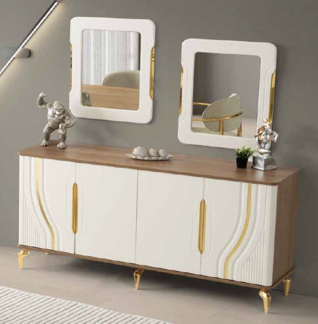 ABY Meşe - Ekru - Gold Hazal Yemek Odası Takımı