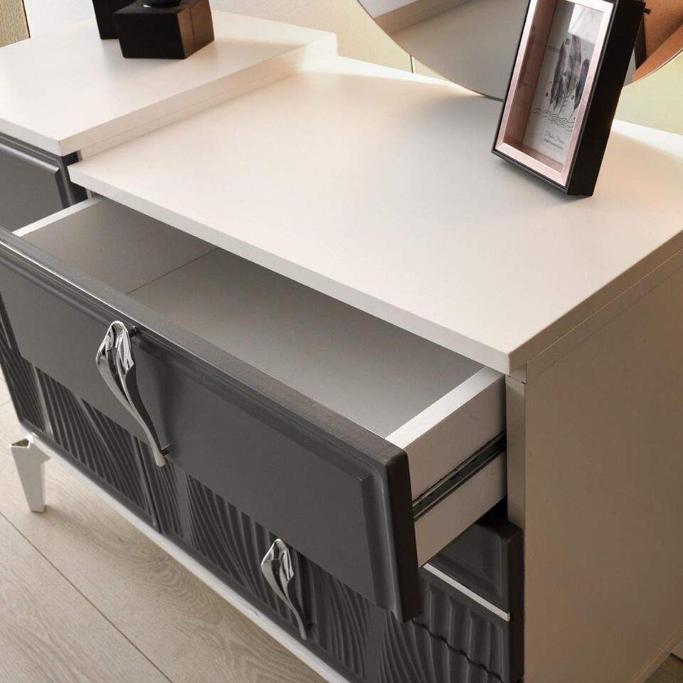 Şehzade Aytaşı - Antrasit 1 Kapılı 3 Çekmeceli Aynalı Biga Şifonyer