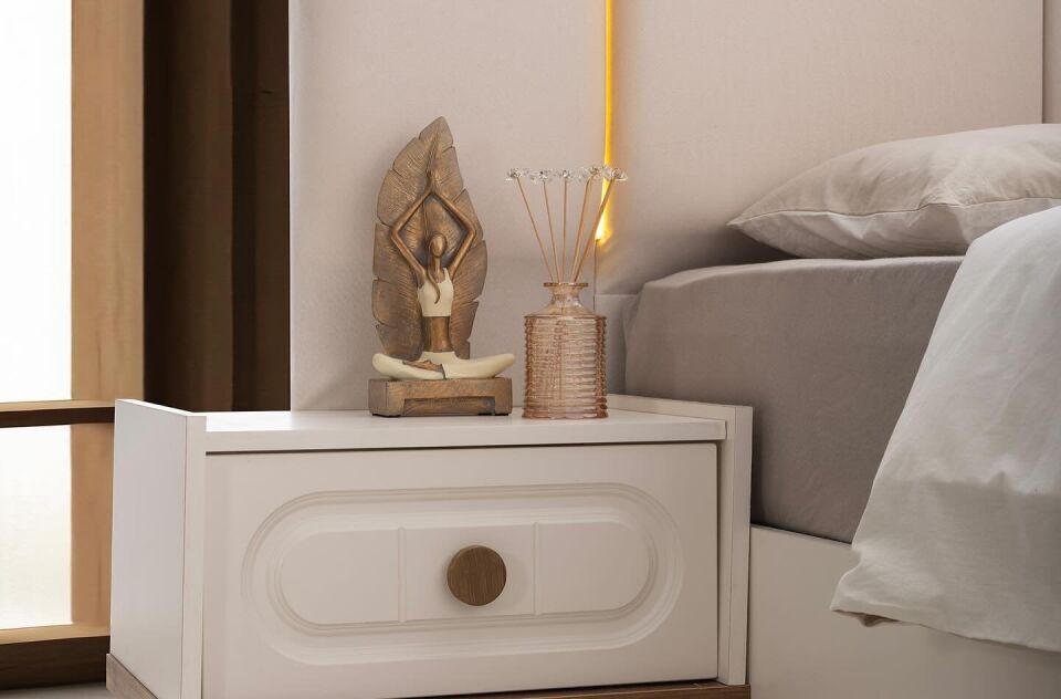 Şehzade Aytaşı - Ceviz 1 Çekmeceli 1 Adet Hazar Komidin