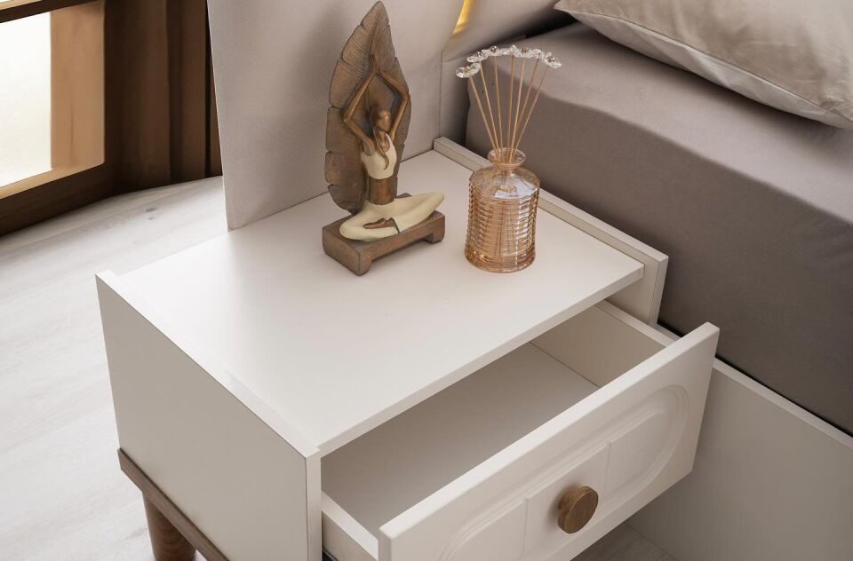 Şehzade Aytaşı - Ceviz 1 Çekmeceli 1 Adet Hazar Komidin