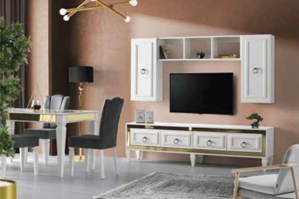 ABY Ekru - Gold Beykoz Yemek Odası Takımı