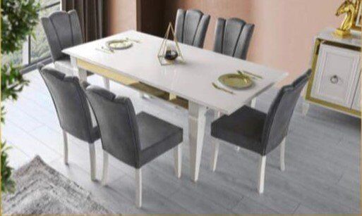 ABY Ekru - Gold Beykoz Yemek Odası Takımı