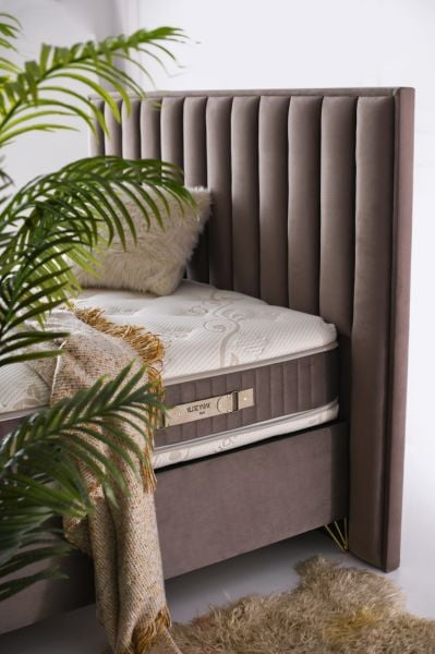 Paris Yatak + Baza + Baza Başlığı 3 ' Lü Set(Gold Yatak 32 cm Organik Pamuk)
