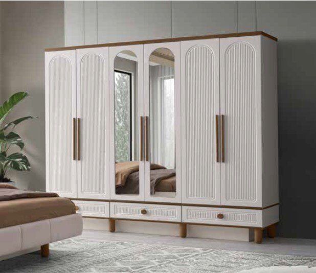 Şehzade Aytaşı - Ceviz 6 Kapılı 3 Çekmeceli Irmak Dolap