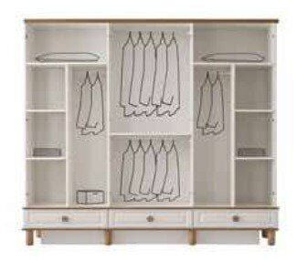 Şehzade Aytaşı - Ceviz 6 Kapılı 3 Çekmeceli Irmak Dolap