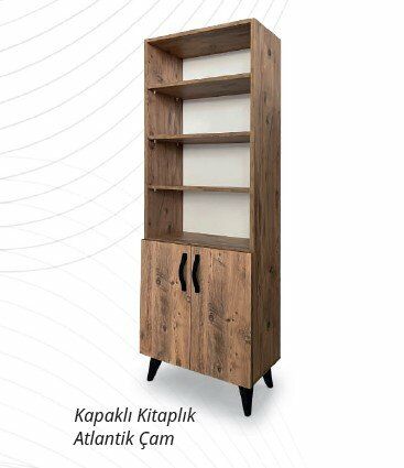 DMT Raflı Kapaklı Beyaz-Çam-Cardoba Kitaplık