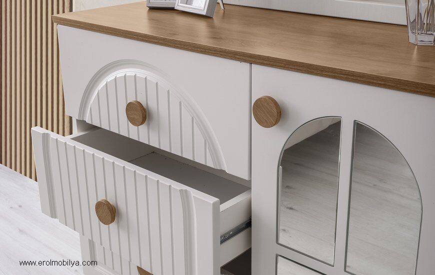 Şehzade Aytaşı - Ceviz 1  Kapılı 3 Çekmeceli Aynalı Çınar Şifonyer