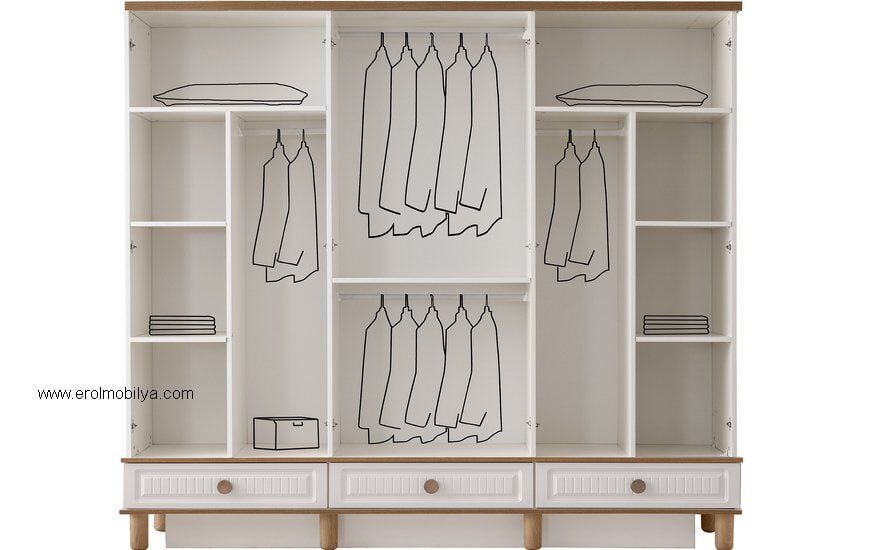 Şehzade Aytaşı - Ceviz 6 Kapılı Başak Dolap