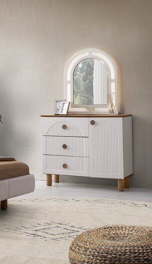 Şehzade Aytaşı - Ceviz 1 Kapılı 3 Çekmeceli Aynalı Başak Şifonyer