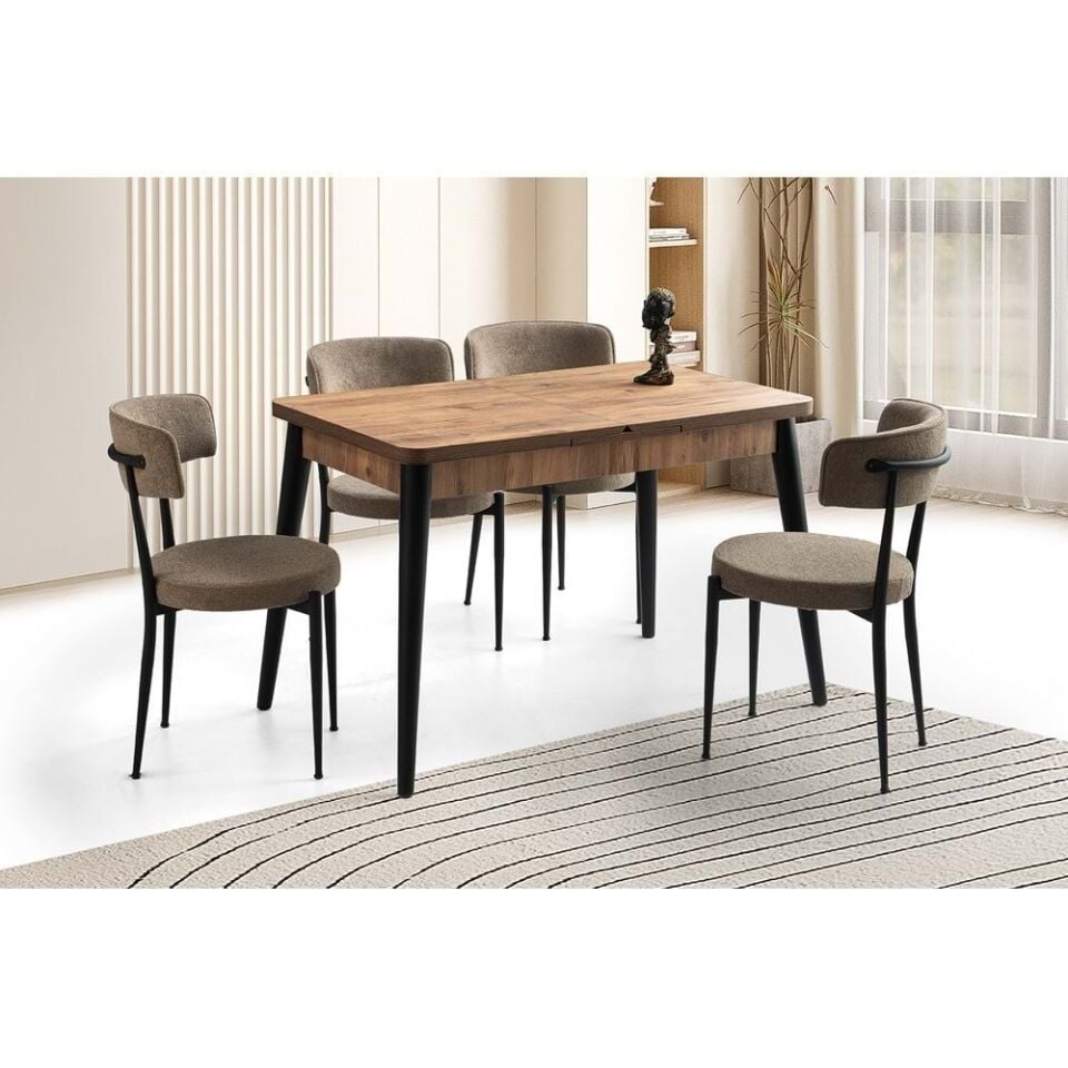 Mobilgen Diş Budak  4 Adet Gözde Sandalye 120+30 Milano Kelebek Açılabilir Masa Takımı