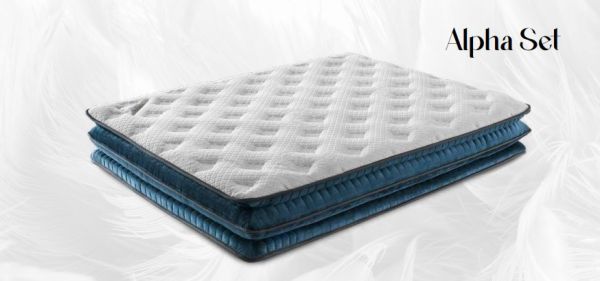 Alpha Yatak + Baza + Baza Başlığı 3 ' Lü Set(Triplex Yatak 34 cm Paket Yay Sistem)