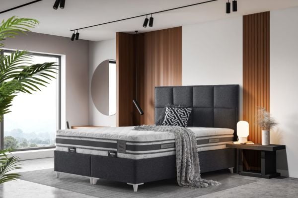 Milano Yatak + Baza + Baza Başlığı 3 ' Lü Set(Orion Yatak 30 cm Kuş Tüyü Sert Sünger)