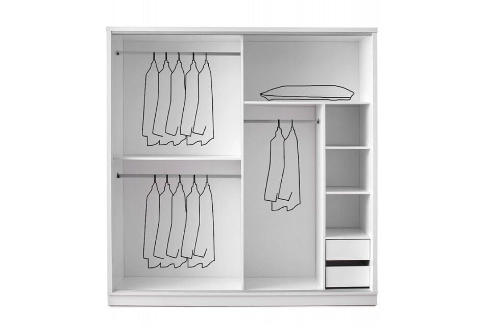 Şehzade Beyaz Sürgülü Avrasya Dolap