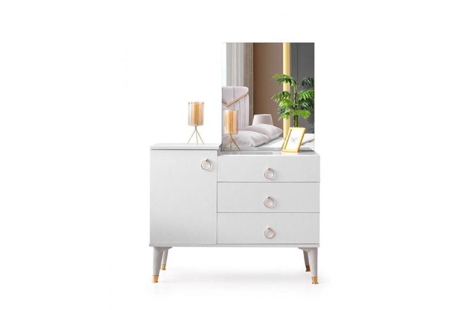 Şehzade Beyaz 1 Kapılı 3 Çekmeceli Aynalı Avrasya Şifonyer