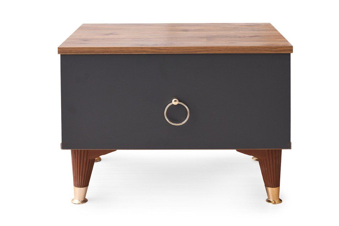 Şehzade Ceviz - Antrasit 1 Çekmeceli 1 Adet Gürün Komidin