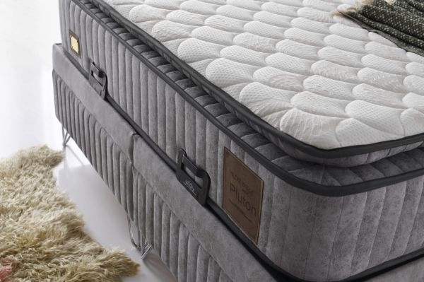 Lizbon Yatak + Baza + Baza Başlığı 3 ' Lü Set(Pluton Yatak 30 cm Mega Ortapedik)