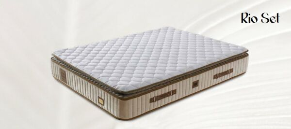 Rio Yatak + Baza + Başlık 3 ' Lü Set(Pluton Yatak 30 cm Kuş Tüyü Sünger)