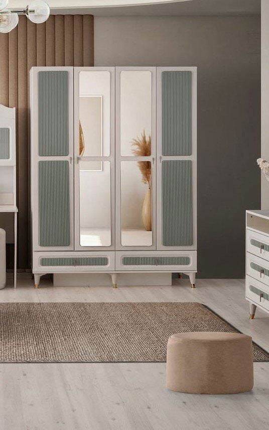 Şehzade Aytaşı - Turkuaz 4 Kapılı 2 Çekmeceli Uras Dolap