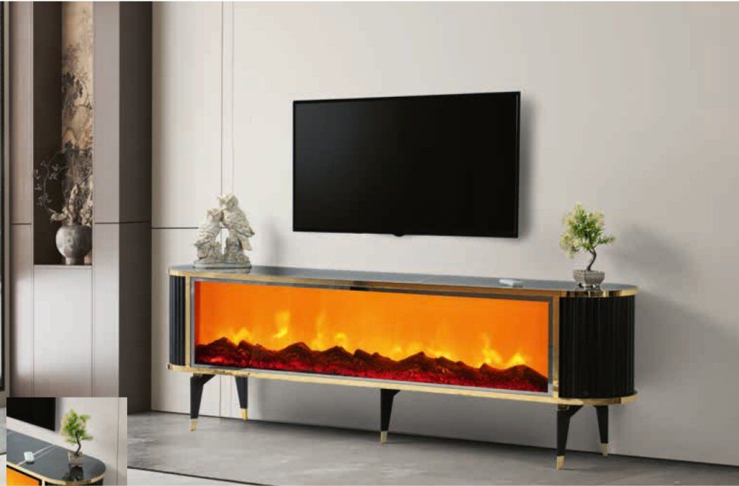 Bera Sonata - Gold Şömineli Ceylan TV Sehpası