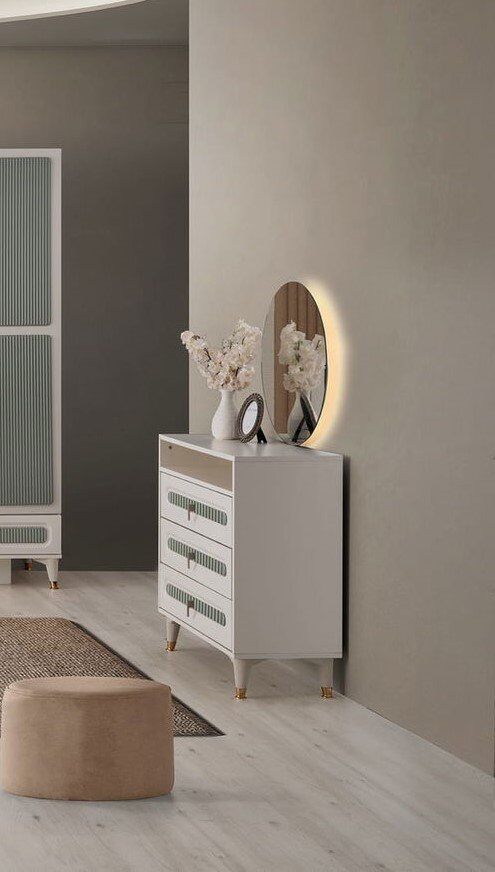 Şehzade Aytaşı - Turkuaz 3 Çekmeceli Aynalı Uras Şifonyer