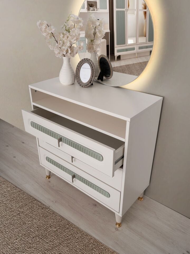 Şehzade Aytaşı - Turkuaz 3 Çekmeceli Aynalı Uras Şifonyer