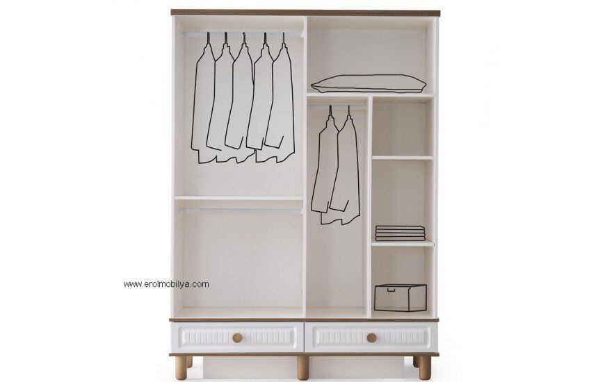 Şehzade Aytaşı 4 Kapılı 2 Çekmeceli Kuzey Dolap