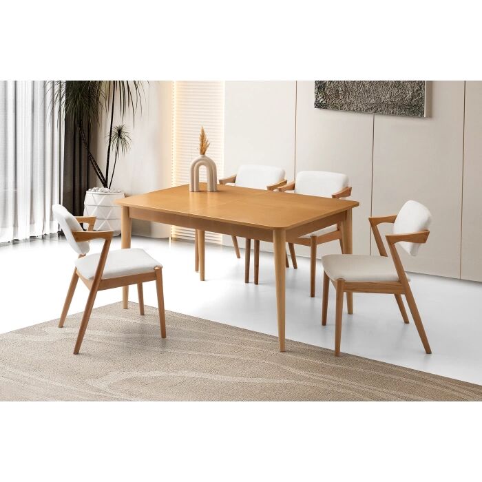 Naturel 4 Adet Rody Sandalye 130+30 Açılabilir Fidan Masa Takımı