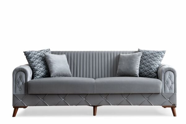 Side Gri Ahşap Ayaklı Kanepe