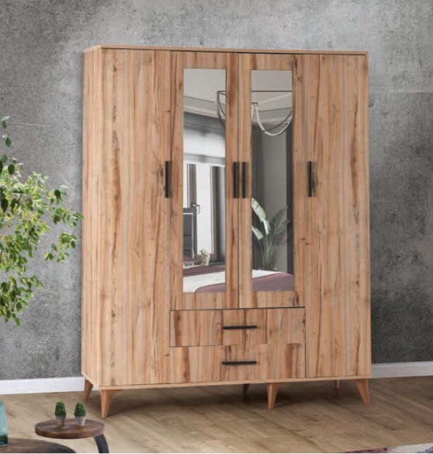 Bera Atlantik Çam  4 Kapılı Yakut Dolap