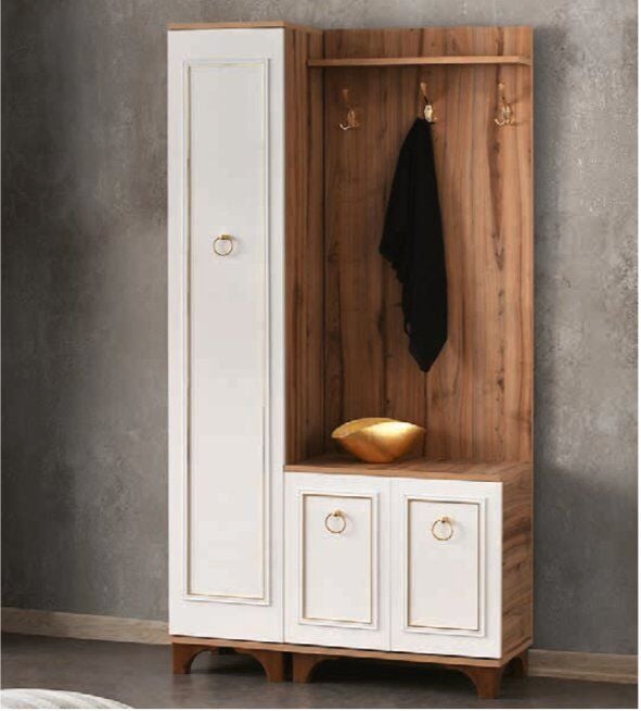 Bera Atlantik Çam - Beyaz 3 Kapılı Elif Portmanto