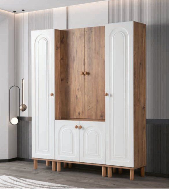 Bera Beyaz - Atlantik Çam 4 Kapılı Zambak Portmanto