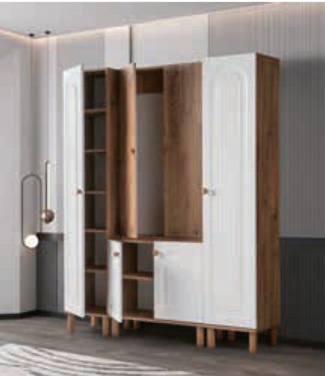 Bera Beyaz - Atlantik Çam 4 Kapılı Zambak Portmanto