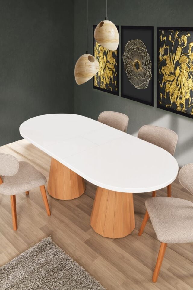 Uyar (Sadece Masa) Beyaz Highgloss Piramit Ayak 90*160+30 Pota Açılabilir Masa